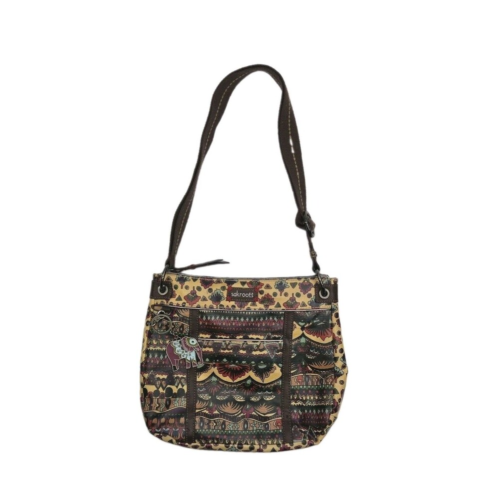 Sakroots Purse Shoulder Bag Crossbody Adjustable Coated Vinyl Boho Elephant